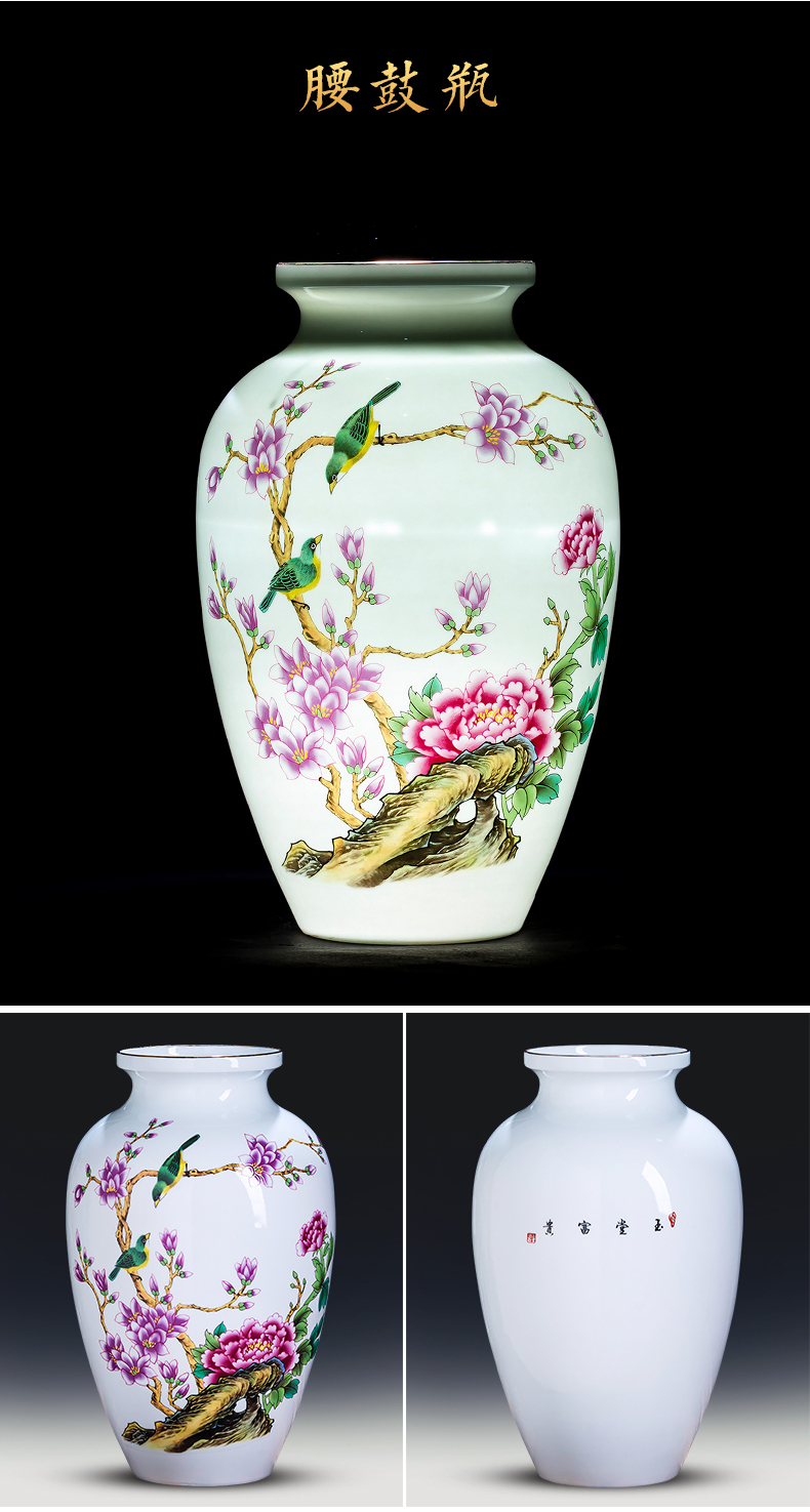 Jingdezhen porcelain ceramic powder enamel thin foetus vase new Chinese flower arranging place to live in the living room TV cabinet decoration