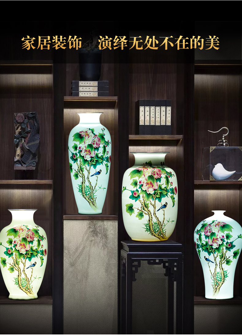 Jingdezhen ceramics powder enamel thin body new Chinese style household wealth vase furnishing articles flower arrangement sitting room adornment