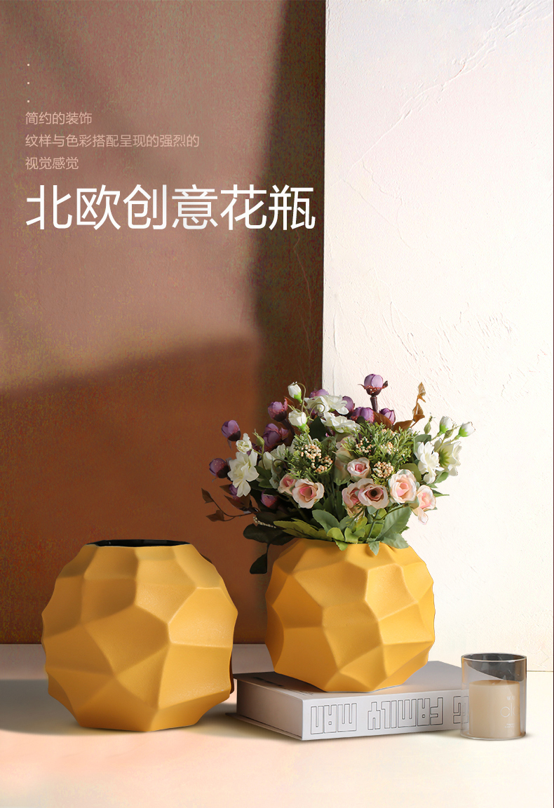 Northern wind geometric vase dried flower ceramic flower arranging creative TV ark adornment furnishing articles contracted sitting room table