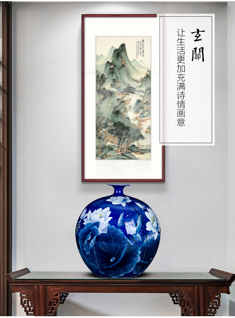 Jingdezhen ceramics hand - made porcelain lotus large vases, Chinese style home club sitting room adornment is placed