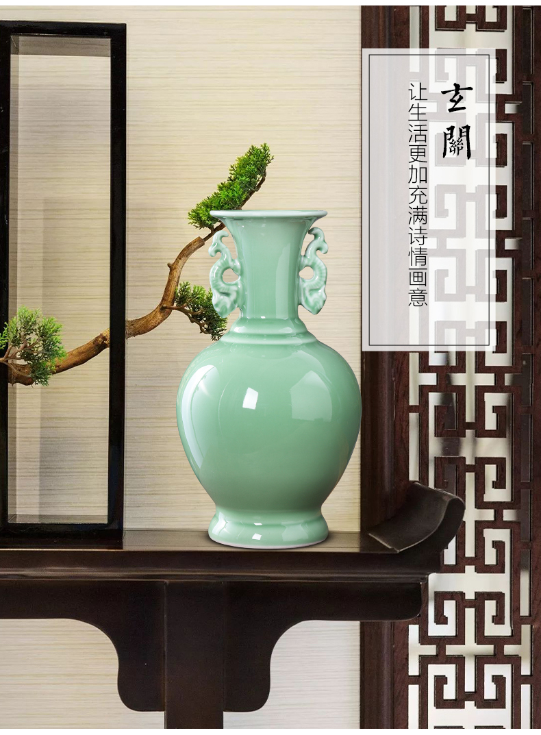 Jingdezhen porcelain ceramic green glaze vase flower arranging place of new Chinese style is contracted home sitting room TV ark, adornment