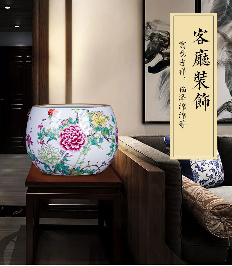 Jingdezhen ceramics powder enamel cornucopia aquarium TV cabinet office desktop decoration of Chinese style household furnishing articles