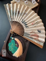 Flowers birds cats butterflies 8-inch double-sided retro style ladies Chinese clothes silk cloth folding bamboo fans summer