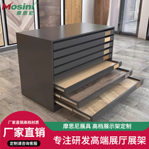 Single row drawer type tile pull-out display rack wooden floor display rack push-pull sample floor tile stone multi-functional vertical