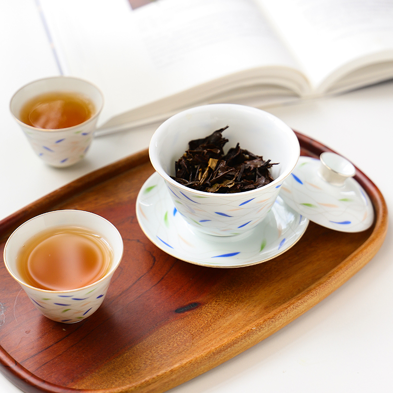 The Escape this hall tureen tea bowl of tea cups suit family jingdezhen porcelain bowl of a complete set of kung fu tea set