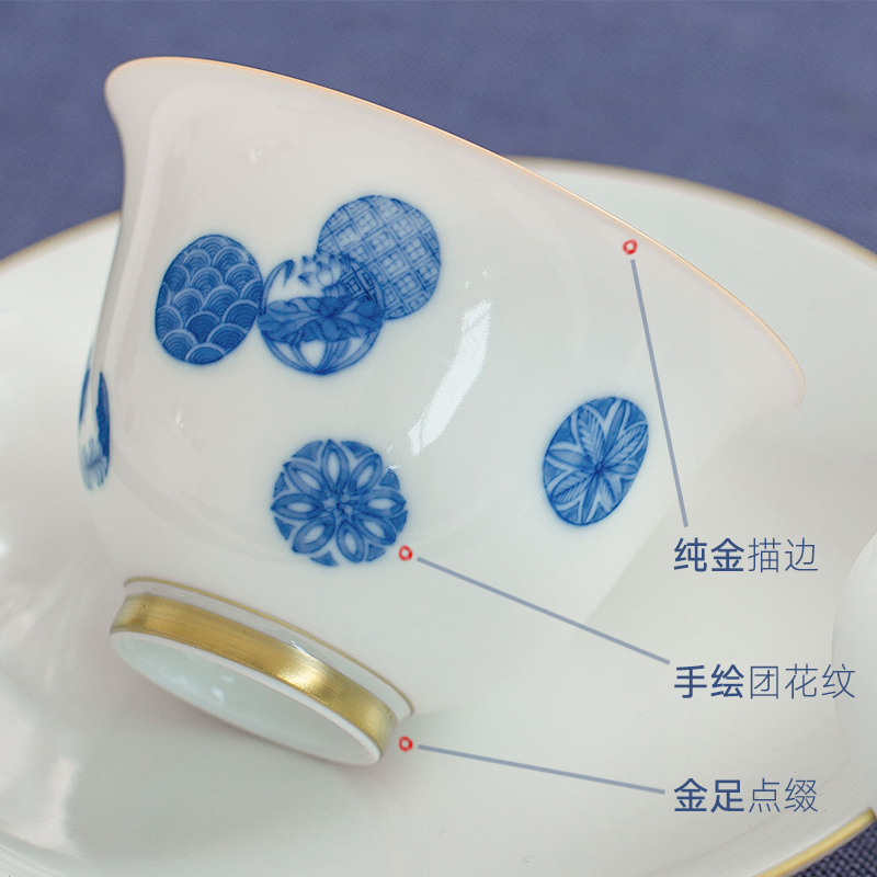 The Escape this hall jingdezhen blue and white porcelain manually tureen household ceramics three cups to tureen tea bowl set tea service