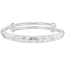 Caibai Jewelry Pure Silver Bracelet Chinese Style Elegant Flower Ring Push-pull Silver Bracelet Women’s Gift
