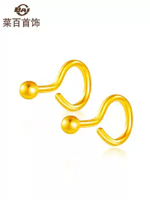 Caibai jewelry gold earrings earrings Simple gun nails round beads Mini earrings Pure gold earrings pricing FD