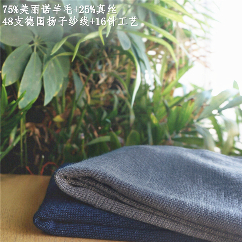 Imported 48-Count Merino Wool Silk Polo Shirt with Long Sleeves, Knitted with Shell Buttons and Claw Stitch