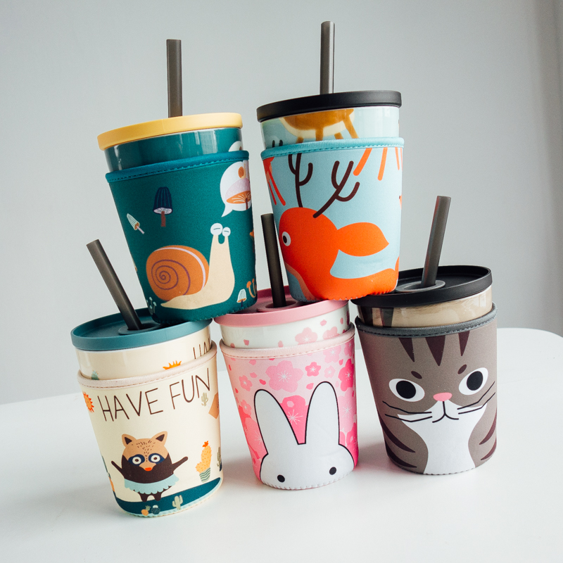 Lovely ceramic cup children students creative web celebrity couples with cover spoon keller cup super capacity coffee cup