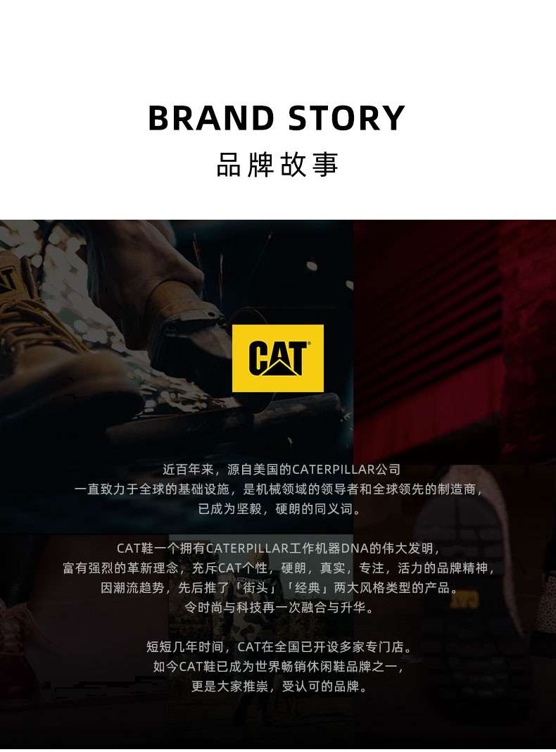 берцы cat卡特春季女士户外经典防泼溅牛皮中高筒黄靴商场同款