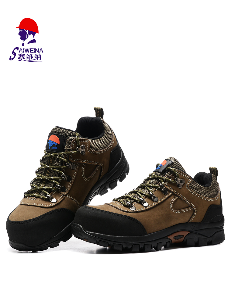 Four-season labor protection shoes for men, steel toe caps, anti-smash and anti-puncture, genuine leather electrical insulating shoes, breathable, anti-odor construction site safety shoes 