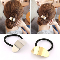 Korean headdress simple temperament metal glossy leather case rubber band Hairband European and American wild horse tail Buckle Head rope