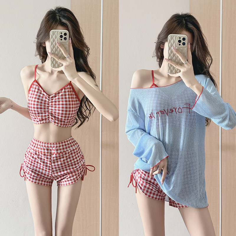 Three-Piece Swimsuit for Women, Dopamine Style, Plus Size, Slightly Chubby, Tummy-Covering, Slimming, Conservative Cover-Up, Hot Spring Resort Swimwear Three-Piece Swimsuit for Women, Dopamine Style, Plus Size, Slightly Chubby, Tummy-Covering, Slimming, Conservative Cover-Up, Hot Spring Resort Swimwear