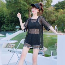 Swimsuit womens hot spring split style 2021 new three-piece sexy blouse to cover belly look thin boxer conservative seaside