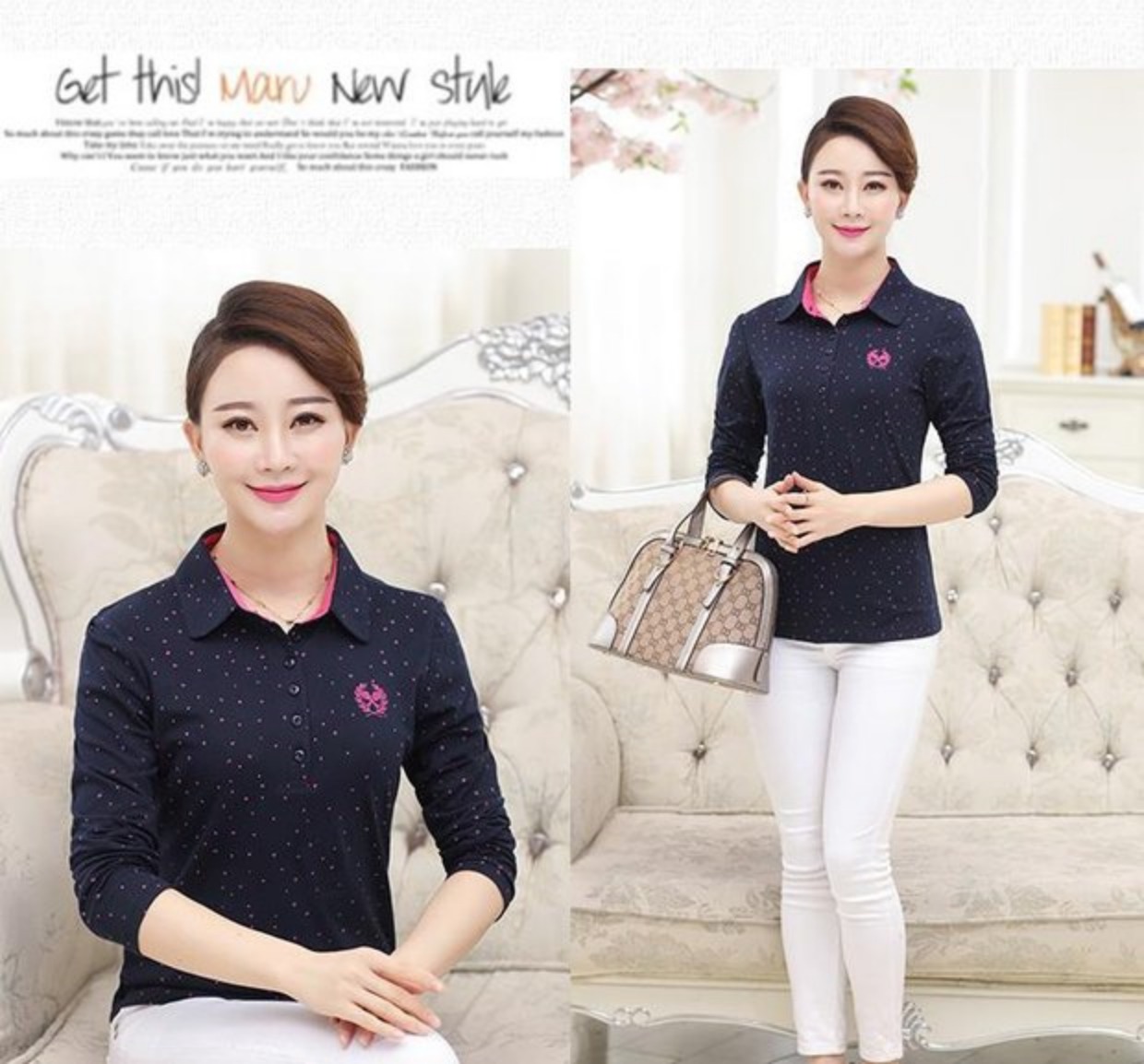 Áo thun cotton mùa thu 2018 mới dành cho nữ có kích thước lớn. quần áo cho mẹ