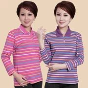 Áo thun cotton nữ trung niên mùa thu mới cỡ lớn cho mẹ tải ve áo trung niên cotton 40-50 áo dài tay