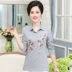 Mùa thu 2018 mới của phụ nữ Áo thun trung niên thêu mẹ áo ve áo 40-50 áo cotton dài tay thời trang tuổi trung niên cao cấp Quần áo của mẹ