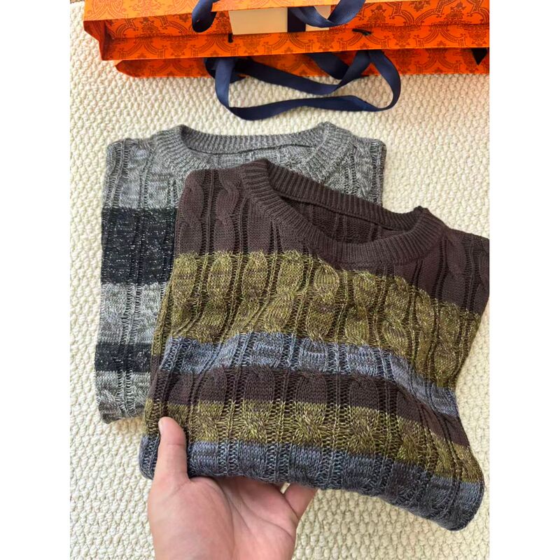 Twist 8118 Ab Wool New Color-Block Eight-Section Casual Knitted Sweater for Women Twist 8118 Ab Wool New Color-Block Eight-Section Casual Knitted Sweater for Women