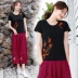 Mùa hè 2019 phong cách dân tộc cho phụ nữ áo thun ngắn tay nữ áo cotton thêu - Cộng với kích thước quần áo áo nỉ nữ Cộng với kích thước quần áo