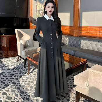 Korean style high-end long woolen coat