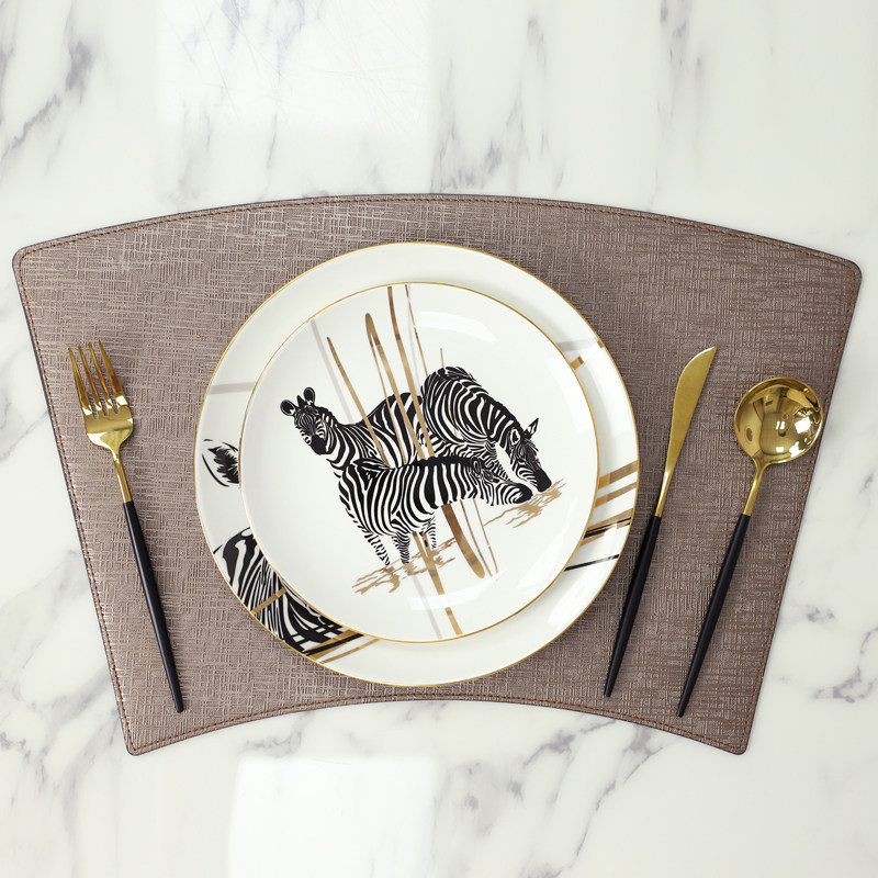 Dream Romance people table mat waterproof anti-oil Nordic style leather thermal insulation mat Western dining mat hotel upscale luxury custom-made