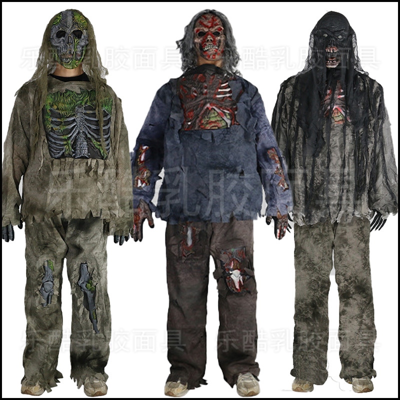 Halloween Black and White Skeleton Zombie Costume Masquerade Horror Demon Ghost Dress up Film Performance Props Halloween Black and White Skeleton Zombie Costume Masquerade Horror Demon Ghost Dress up Film Performance Props