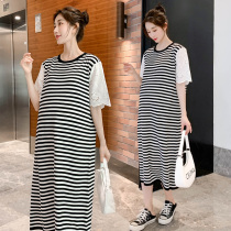 Nursing dress womens 2021 summer new fashion short-sleeved nursing top Korean summer pregnant skirt tide mom
