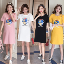 Maternity dress summer foreign style age reduction 2021 summer new Korean version loose medium long short-sleeved T-shirt tide mom