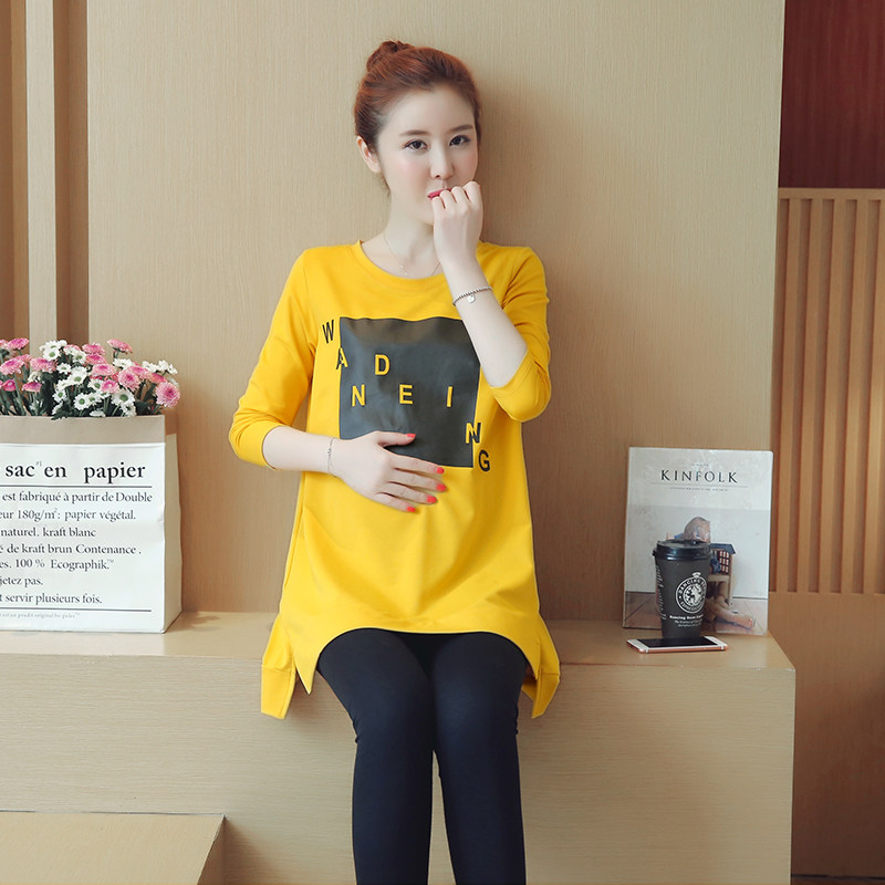 Pregnant women's autumn clothes suit out of fashion models new small sub-spring autumn season large size for pregnant women T-shirt blouses