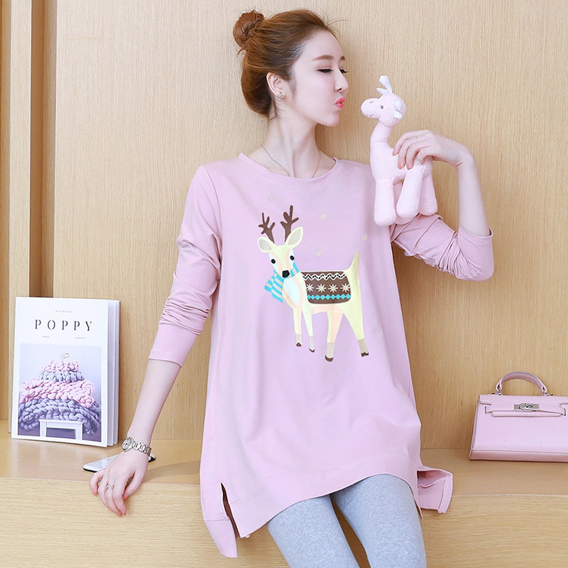 Pregnancy Woman Dress Autumn Dress Suit Foreign Pie New Fashion Net Red Loose T-Shirt Fall Blouse Women Two-piece Dress