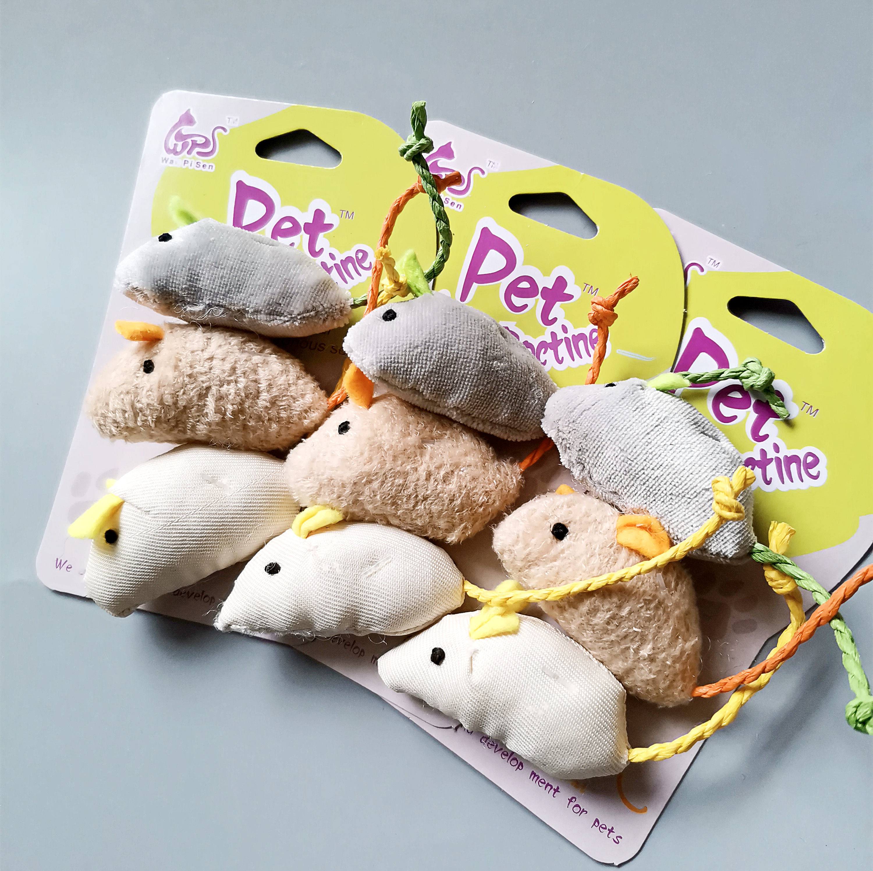 Export pet cat toy kitten toy three plush mouse simulation flocking sounding cat toy mouse