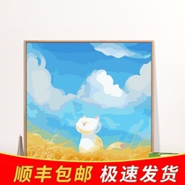 Digital oil painting diy oil painting animation landscape coloring painting Student simple hand-painted digital painting Living room decoration painting