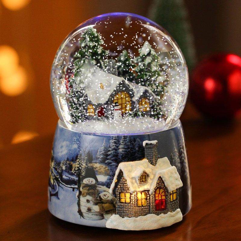 Christmas gift crystal ball music box snowflake snow scene music box birthday rotatable dream girl girl girl