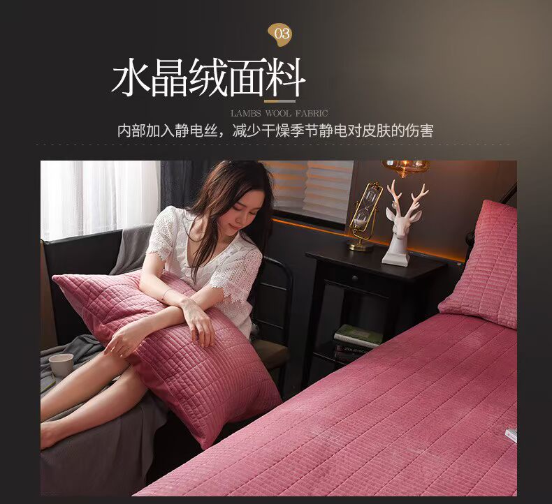 Vải nhung pha lê châu Âu trải giường ba mảnh may đơn cộng với bông nhung ấm áp tấm nhung để tăng vỏ giường ga giường màu xám