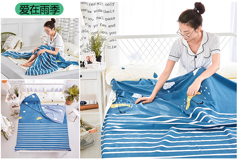 Bông du lịch ngang bẩn túi ngủ nhẹ di động Bông du lịch gấp đôi chăn chống bẩn tích hợp túi ngủ giá rẻ