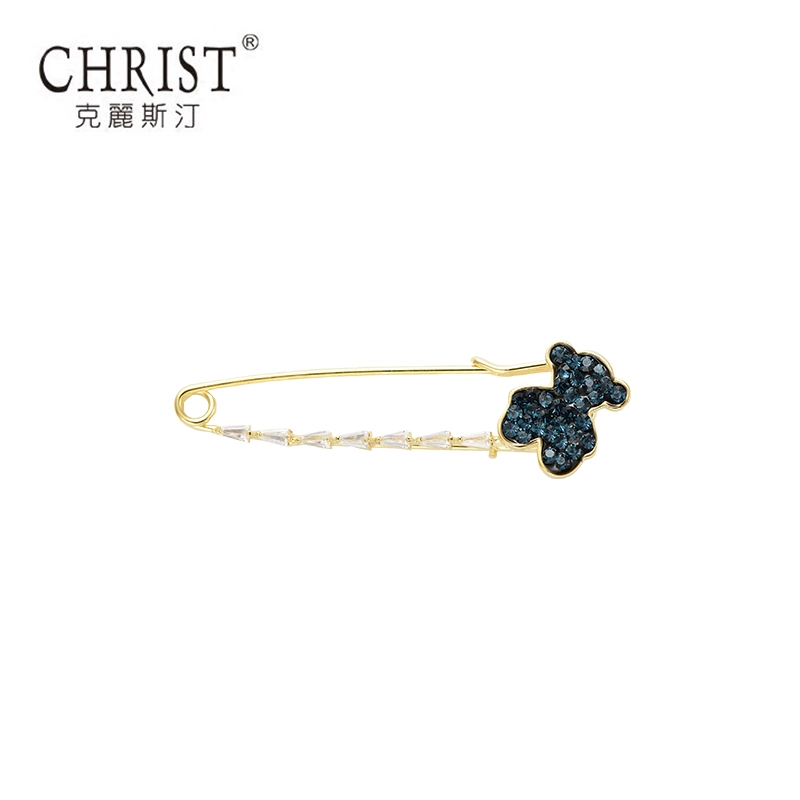 CHRIST điểm mới Christine trâm cài gấu ghim áo khoác sáng bóng khăn cardigan phụ kiện trang sức - Trâm cài