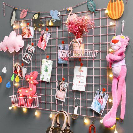 网格照片墙装饰ins网红少女房间布置自粘贴免