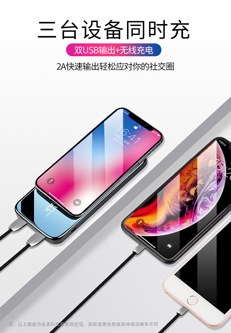Không dây sạc Po 20000M mỏng dành cho Mac X kê Samsung điện thoại iphone XS phổ phí nhanh khối lượng mA Vivo điện thoại di động nữ đấm chuyên phụ trách đèn flash di động - Ngân hàng điện thoại di động pin dự phòng sạc không dây
