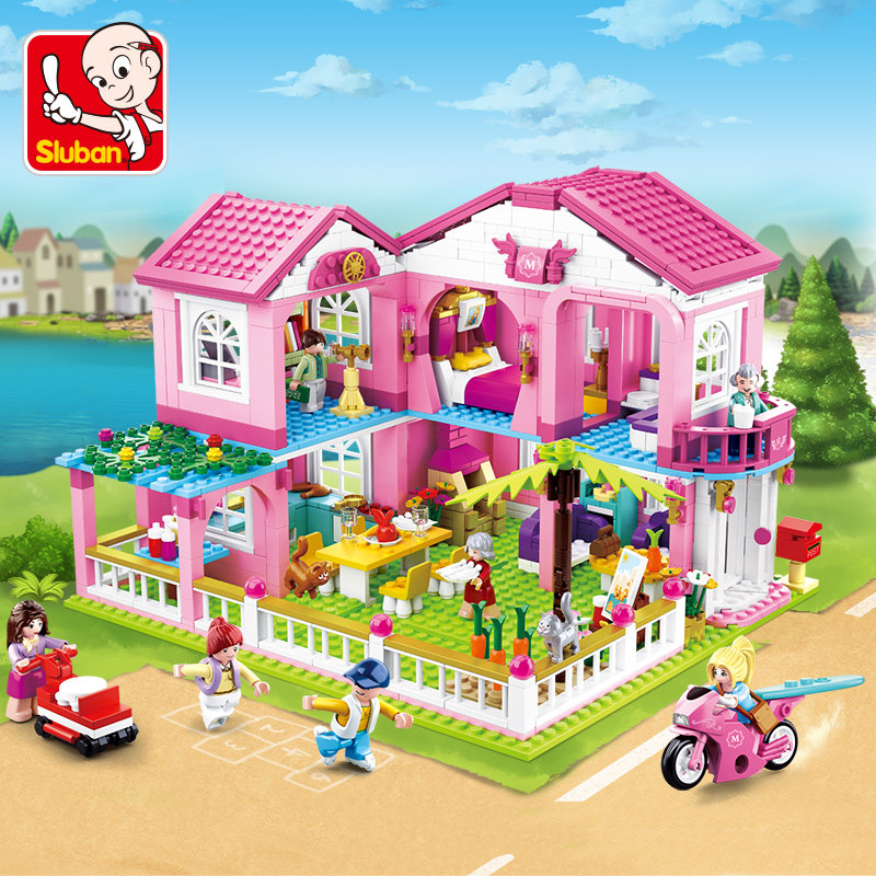 Children's building blocks, toys, small particles, princess villa, castle City, 6-9 years old, send a birthday gift to a girl