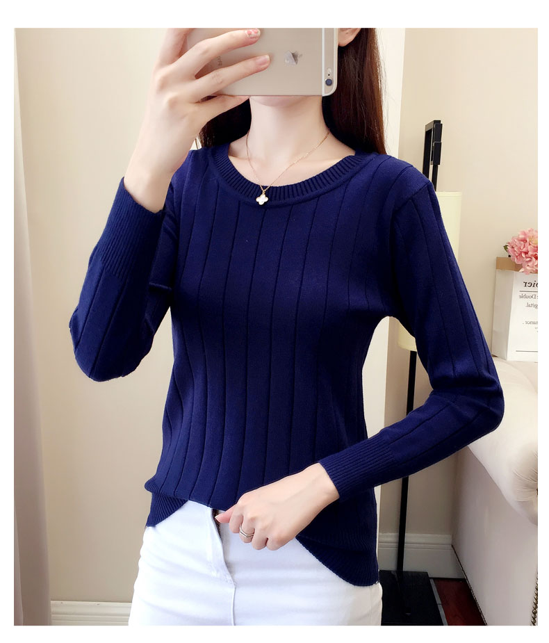 Thu đông 2018 phiên bản Hàn Quốc mới của áo len nữ cổ rộng buông lơi bên trong set đồ dệt kim dài tay đan đáy dày ao nu