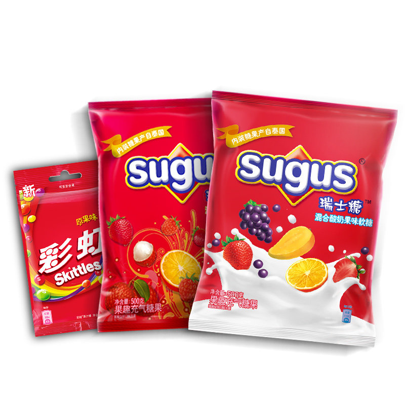 sugus 瑞士糖 混合酸奶水果味软糖 500g