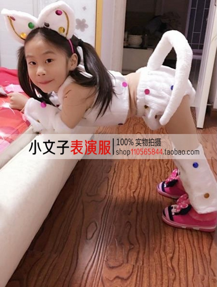 Trang phục biểu diễn mèo Ba Tư mới của trẻ em trang phục múa mèo con phim hoạt hình cáo trắng cáo trẻ em trang phục động vật đồ thể thao trẻ em