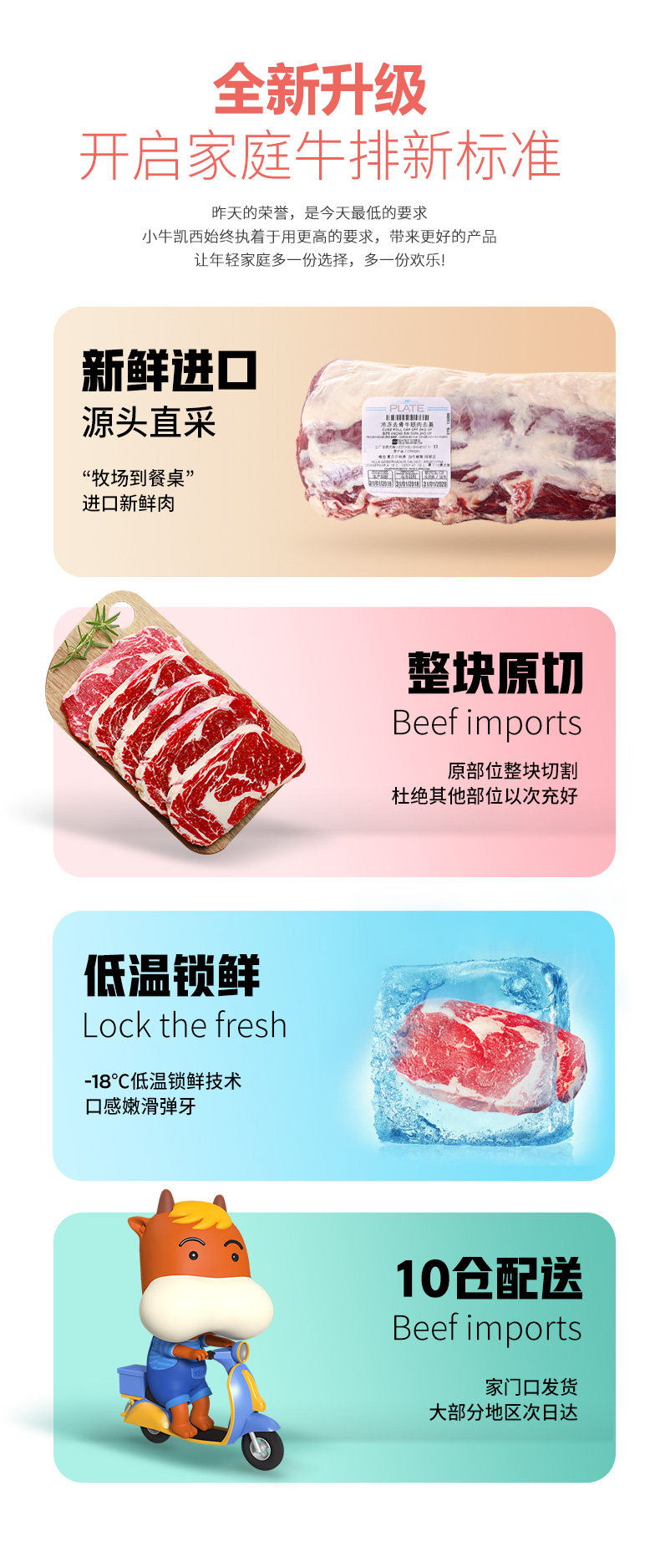 小牛凯西 澳洲进口 整切牛排套餐 130g*10片 图3