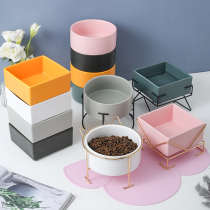 Cat Bowl ceramic double bowl Dog Bowl Pet Bowl protect the cervical spine Anti-catter Cat Food Bowl for eating and drinking Pooch Food Basin