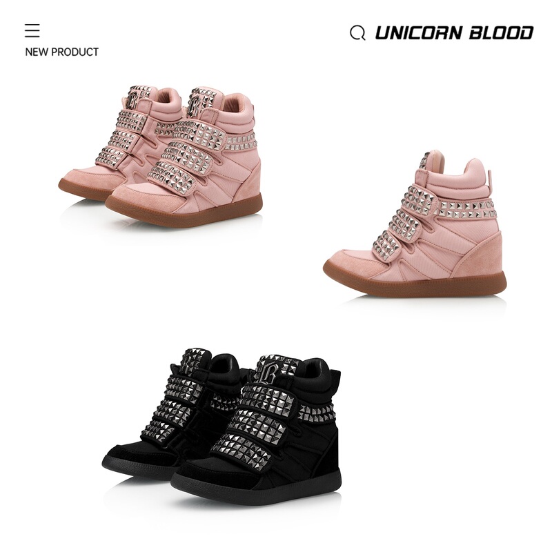 Unicornblood Retro Studded Heavy-Duty Sneakers with Velcro Hidden Heel Lift Casual Shoes for Women with Thick Soles Unicornblood Retro Studded Heavy-Duty Sneakers with Velcro Hidden Heel Lift Casual Shoes for Women with Thick Soles