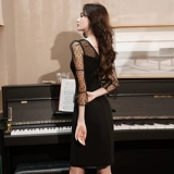 Черное элитное вечернее платье, подходит для подростков, французский стиль