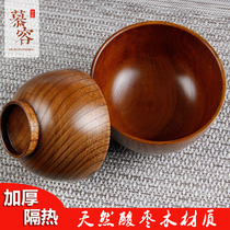 Murong family Japanese tableware Jujube wood bowl Adult children baby size solid wood soup bowl Drop-proof household tableware