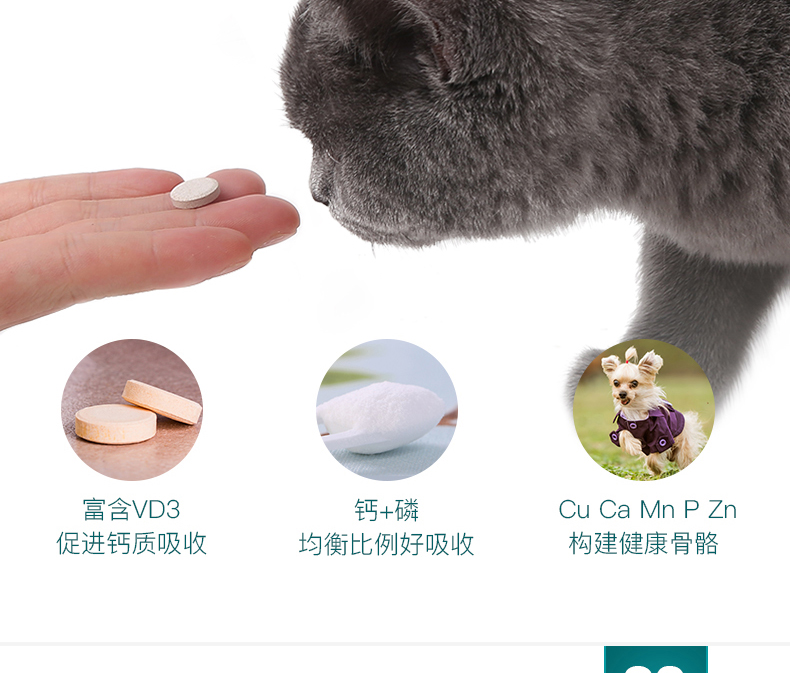 Yi pro tập trung viên canxi 160 viên chó và mèo thúc đẩy chung phát triển xương gấu bông chăm sóc tóc vàng - Cat / Dog Health bổ sung Sữa cho chó lớn