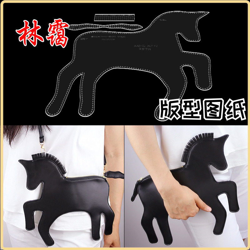 Hand grab bag wallet right away with rich animal shaped acrylic plate type drawings Artisanal Leather with diy version plate